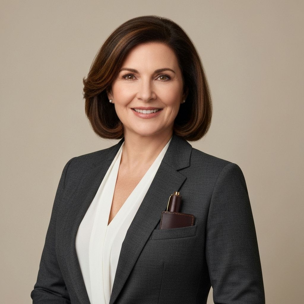 Professional woman in blazer with folded arms